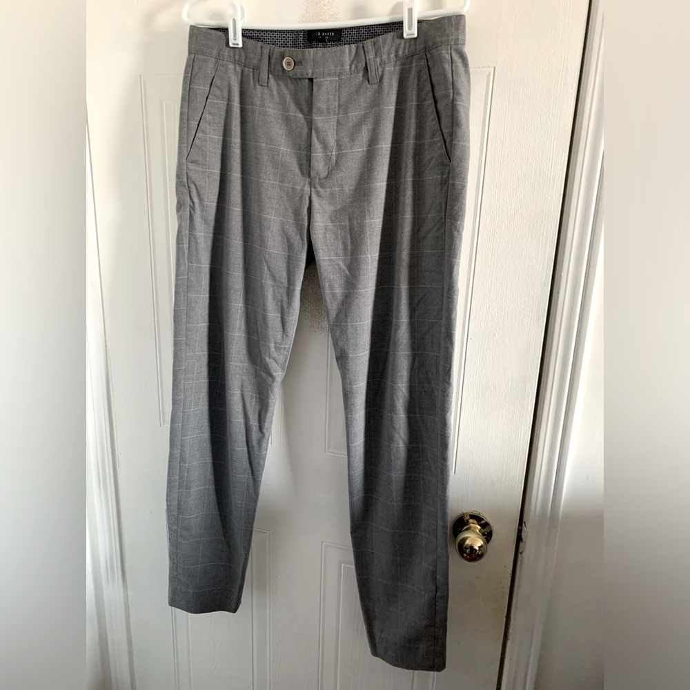 Ted Baker Plaid Grey Trousers Size 30R